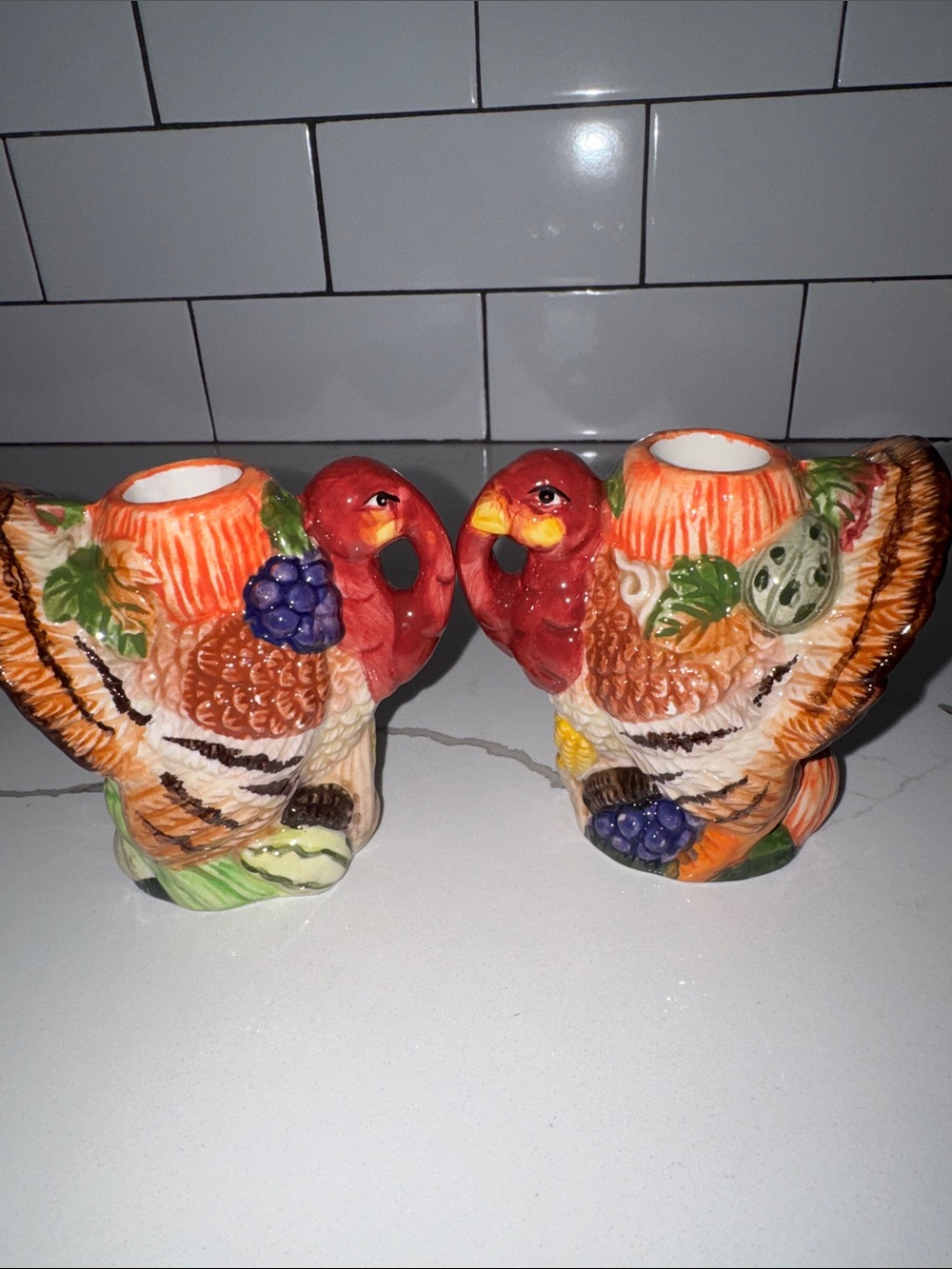Vintage Thanksgiving Turkey Candlestick Holder Jay 1997 Autumn Holiday Decor